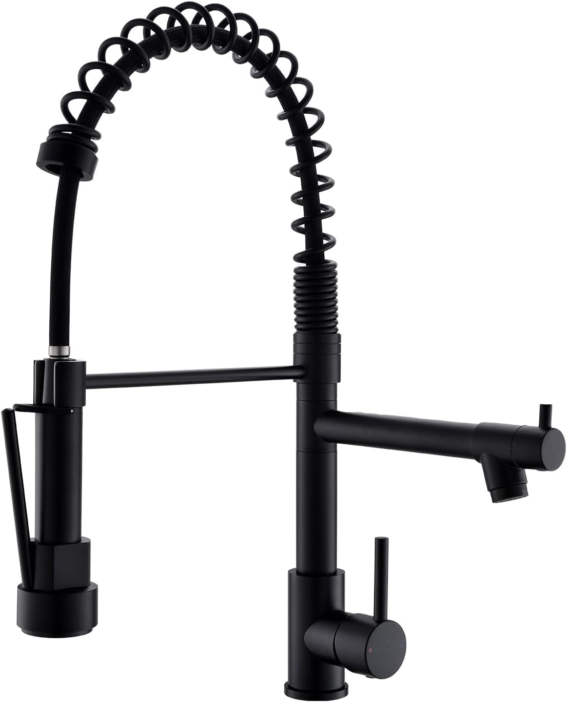 Kitchen Faucet,Kitchen Faucets with Pull down Sprayer  Commercial Style Single Handle Matte Black Kitchen Faucet with Sprayer